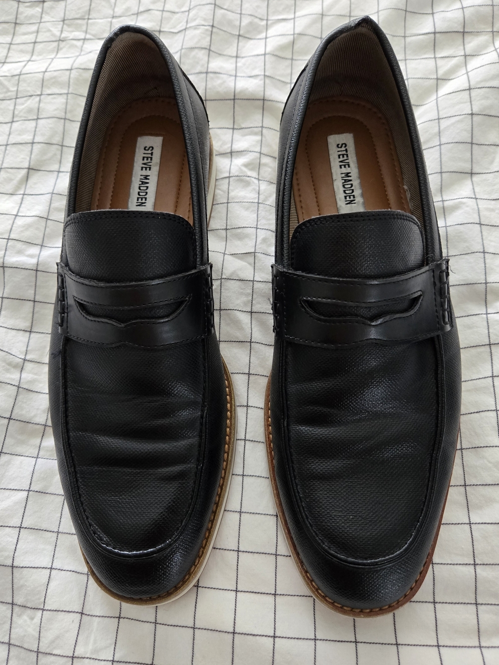 Steve Madden Men’s Black Leather Penny Loafers
